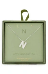 Leith Pavé Cubic Zirconia Initial Pendant Necklace In Silver