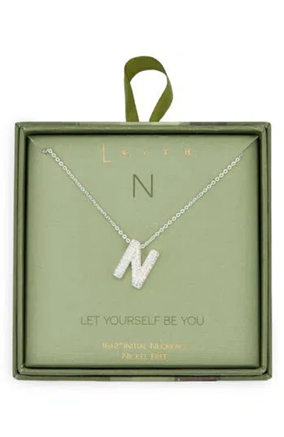 Leith Pavé Cubic Zirconia Initial Pendant Necklace In Silver