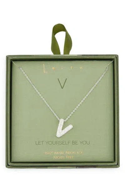 Leith Pavé Cubic Zirconia Initial Pendant Necklace In Silver