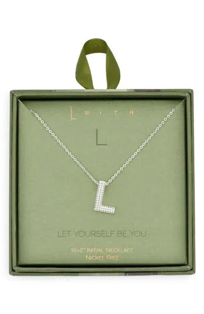 Leith Pavé Cubic Zirconia Initial Pendant Necklace In Silver