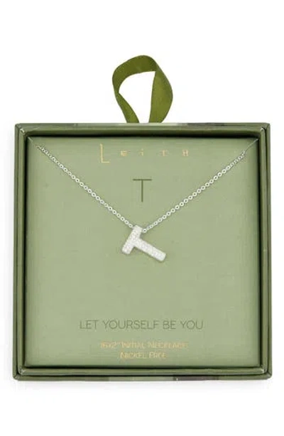 Leith Pavé Cubic Zirconia Initial Pendant Necklace In Silver