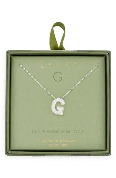 Leith Pavé Cubic Zirconia Initial Pendant Necklace In Silver