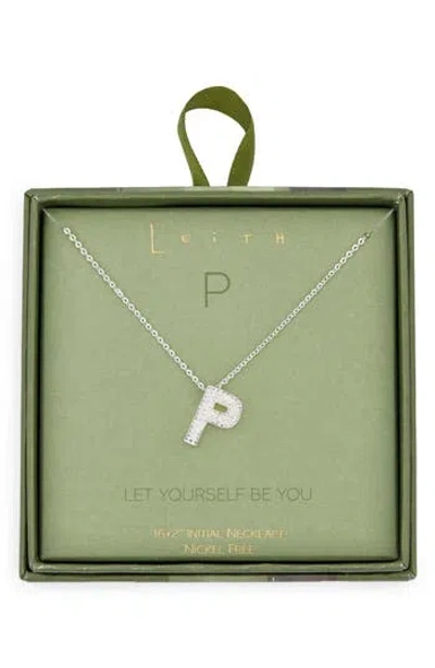 Leith Pavé Cubic Zirconia Initial Pendant Necklace In Silver