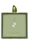 Leith Pavé Cubic Zirconia Initial Pendant Necklace In Silver