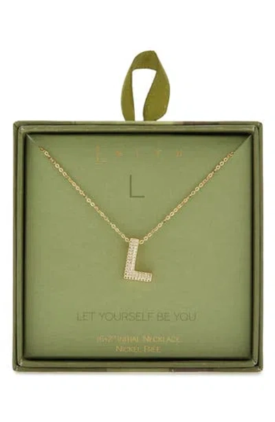 Leith Pavé Cubic Zirconia Initial Pendant Necklace In Gold