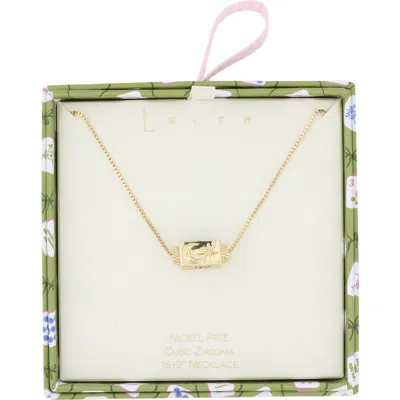 Leith Pavé Spinner Pendant Necklace In Moon Blue- Gold