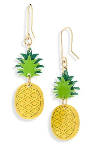Leith Pineapple Drop Earrings In Yellow