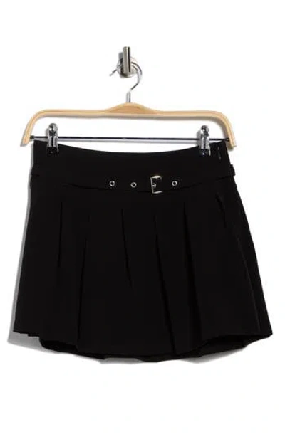 Leith Pleated Belted Miniskort In Black