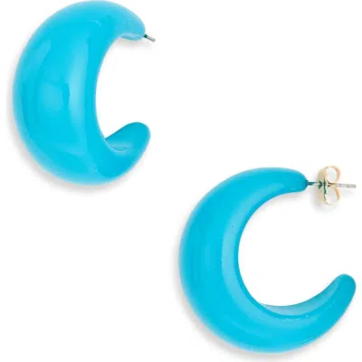 Leith Puffy Resin Hoop Earrings In Blue