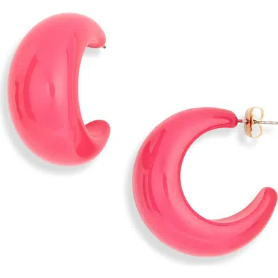 Leith Puffy Resin Hoop Earrings In Pink