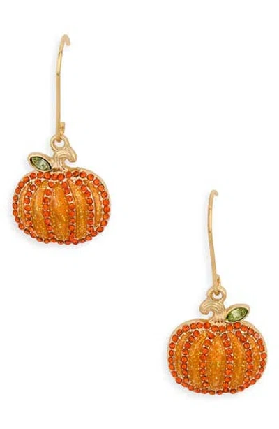 Leith Pumpkin Pavé Drop Earrings In Gold