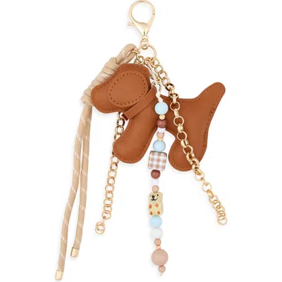 Leith Puppy Cluster Bag Charm In Brown