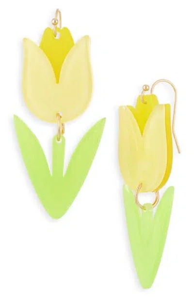 Leith Resin Tulip Drop Earrings In Yellow