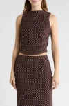 Leith Ruched Mesh Tank In Brown