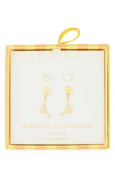 Leith Seabreeze & Daydreams Set Of 2 Cubic Zirconia Lemon Drop Earrings In Gold