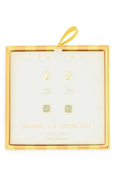 Leith Seabreeze & Daydreams Set Of 3 Fish Stud Earrings In Gold