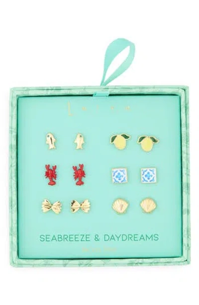Leith Seabreeze & Daydreams Set Of 6 Sealife Stud Earrings In Gold