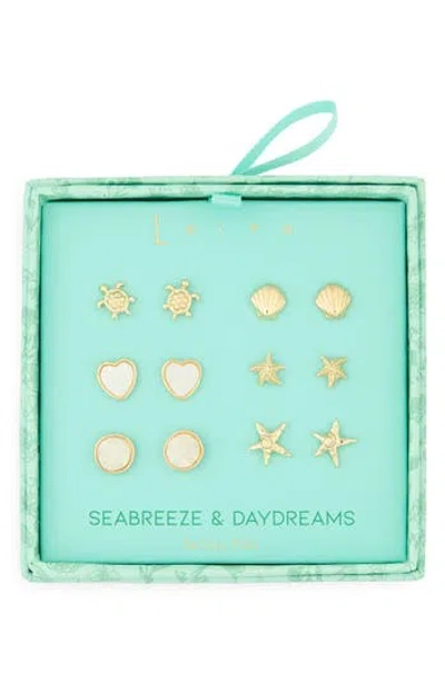 Leith Seabreeze & Daydreams Set Of 6 Sealife Stud Earrings In Gold