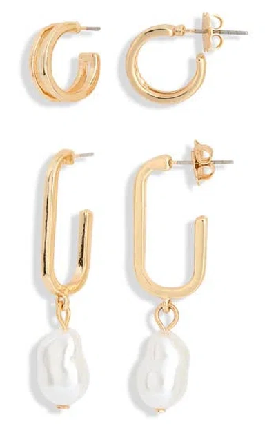 Leith Set Of 2 Assorted Hoop Earrings In Gold