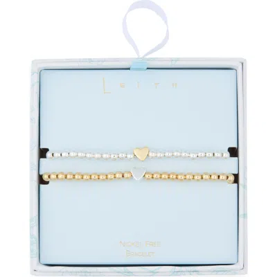Leith Set Of 2 Bead Heart Bracelets In Multi