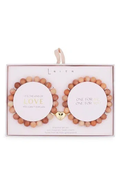 Leith Set Of 2 Beaded Stretch Friendship Bracelets In Natural Multi