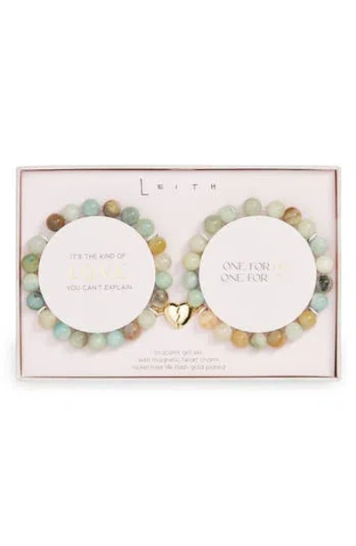 Leith Set Of 2 Beaded Stretch Friendship Bracelets In Neutral Multi