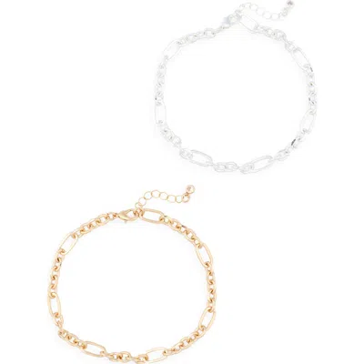 Leith Set Of 2 Chain Link Anklets In Gold- Silver