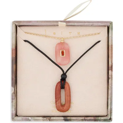Leith Set Of 2 Cord Necklaces In Orange Multi- Black