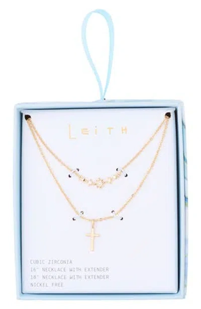 Leith Set Of 2 Cross Pendant Necklaces In Red