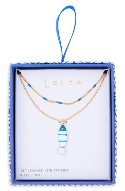 Leith Set Of 2 Enamel Fish Pendant & Chain Necklaces In Pattern