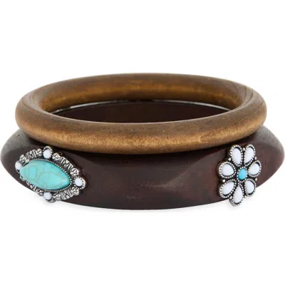 Leith Set Of 2 Flower Wood Bangles