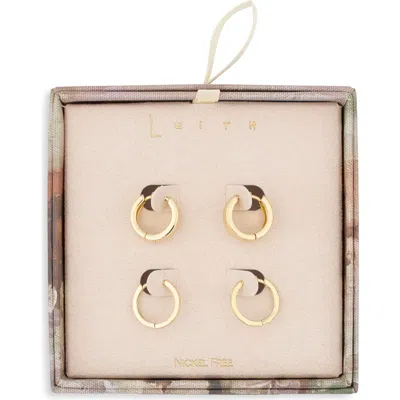 Leith Set Of 2 Huggie Hoop Earrings In Gold