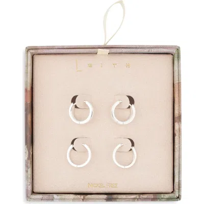 Leith Set Of 2 Huggie Hoop Earrings In Silver
