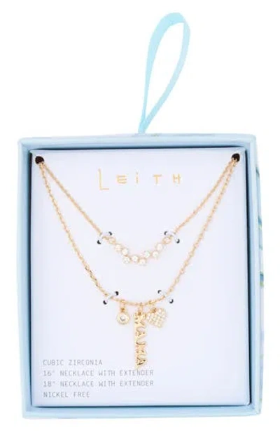 Leith Set Of 2 Mama Cluster Charm Necklaces In Orange
