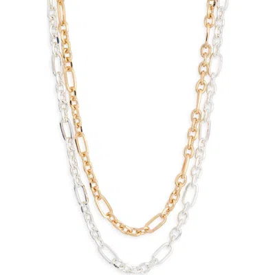 Leith Set Of 2 Mixed Metal Chain Link Necklaces In Gold- Silver