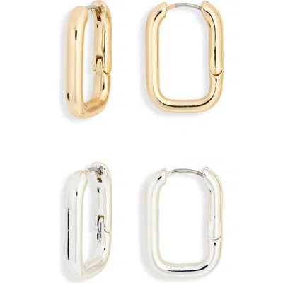 Leith Set Of 2 Oval Huggie Hoop Earrings In Gold