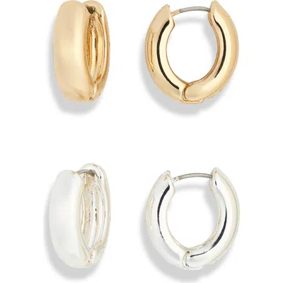 Leith Set Of 2 Puffy Huggie Hoop Earrings In Multi
