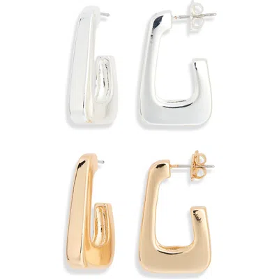 Leith Set Of 2 Rectangle Hoop Earrings In Multi