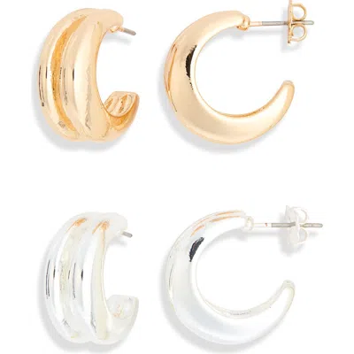 Leith Set Of 2 Ridged Hoop Earrings In Multi