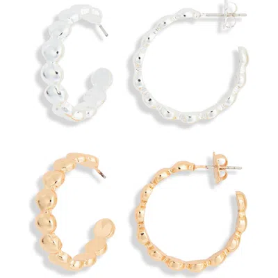Leith Set Of 2 Textured Hoop Earrings In Multi