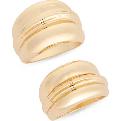 Leith Set Of 2 Wide Tiered Rings In Gold