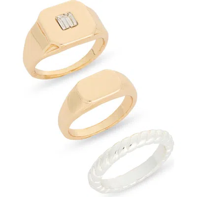 Leith Set Of 3 Assorted Rings In Gold- Silver