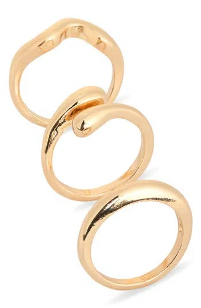 Leith Set Of 3 Assorted Teardrop Rings In Gold