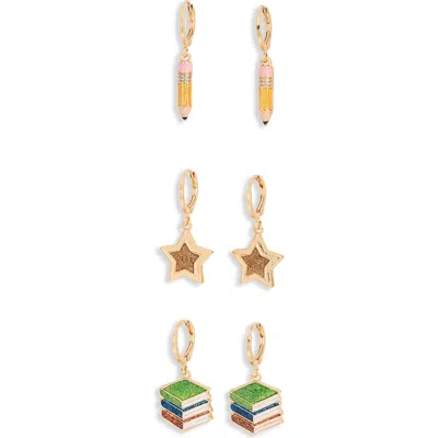 Leith Set Of 3 Back To School Huggie Hoop Earrings