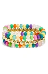 Leith Set Of 3 Beaded Stretch Bracelets