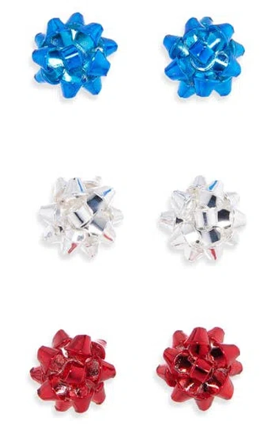 Leith Set Of 3 Bow Stud Earrings In Multi