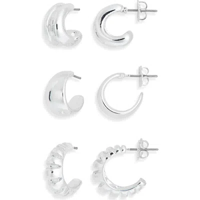 Leith Set Of 3 Hoop Earrings In Silver