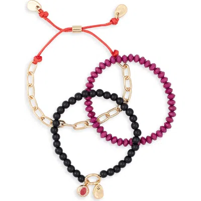 Leith Set Of 3 Mixed Media Bracelets In White