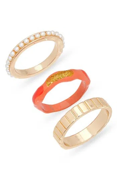 Leith Set Of 3 Mixed Rings In Gold