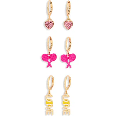 Leith Set Of 3 Tennis Huggie Hoop Earrings In Multi